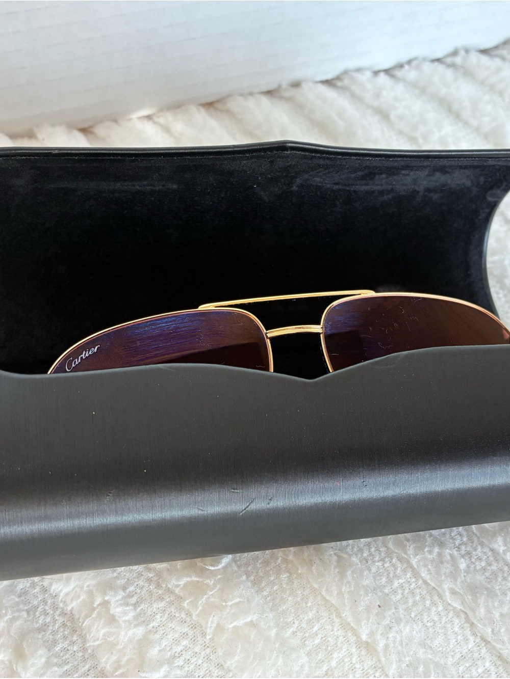 Cartier Gold Frame Aviator Sunglasses with Brown Lenses - Picture 12 of 15
